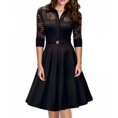 κομψό μαύρο φόρεμα | eviza.gr