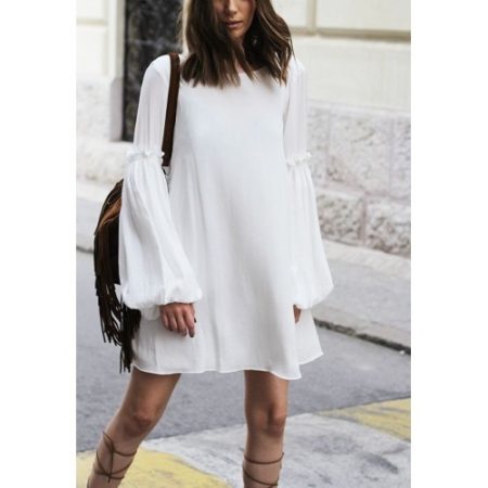 Σιφόν λευκό φόρεμα | eviza.gr