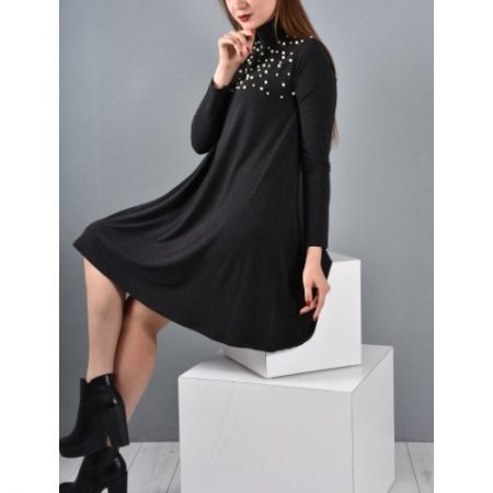 μάλλινο φόρεμα με μαργαριτάρια | eviza.gr